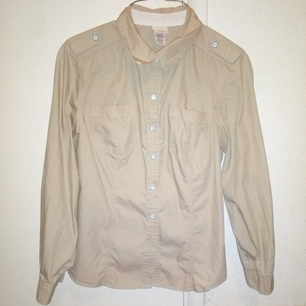 Beige button up shirts